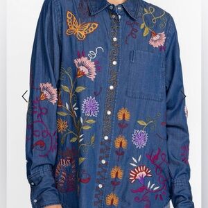 Johnny Was Toni Relaxed Denim Pocket Shirt